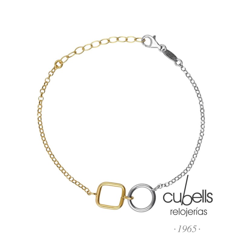 Pulsera bicolor círculo y cuadrado Nivol