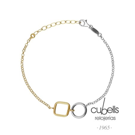 Pulsera bicolor círculo y cuadrado Nivol