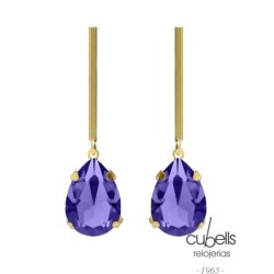 Pendientes largos Fleur lágrima con cris