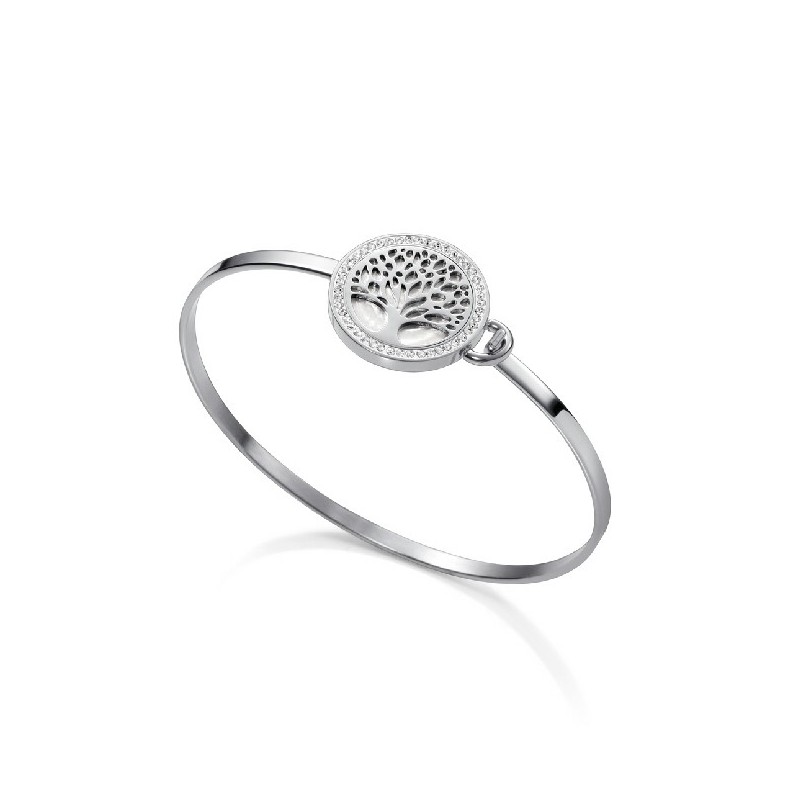 BRAZALETE ACERO ARBOL VIDA CIRCONITAS SR
