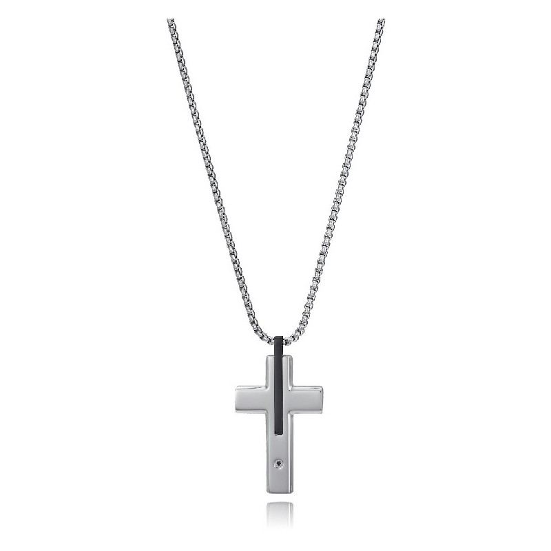 COLLAR ACERO E IP NEGRO CRUZ CIRC SR FAS