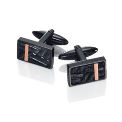 GEMELOS ACERO CON PIEL GRABADA SR FASHIO