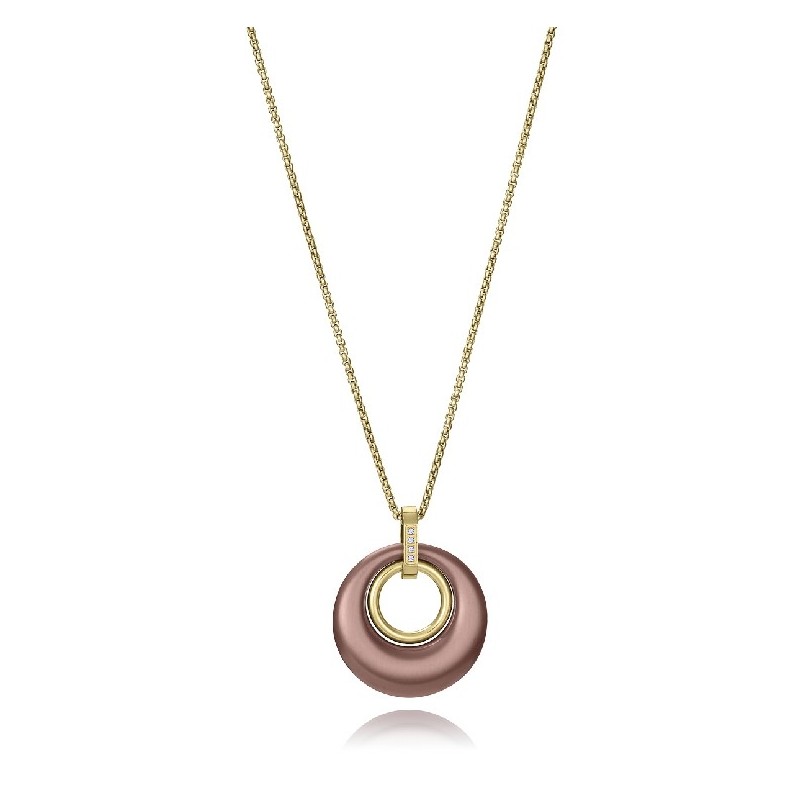 COLLAR ACERO IP MARRON DORADO CIRC SRA F