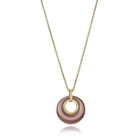 COLLAR ACERO IP MARRON DORADO CIRC SRA F
