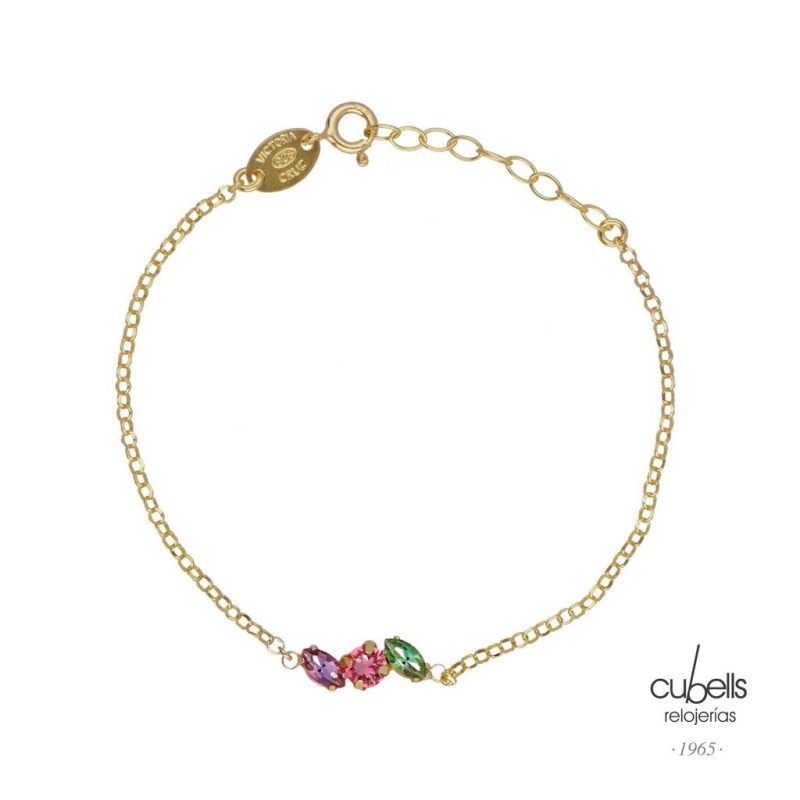 PULSERA BELLE CRISTAL MULTICOLOR PLATA