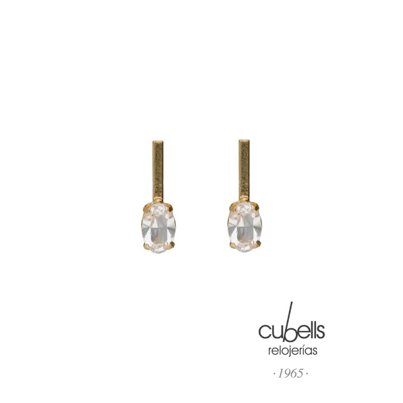 PENDIENTES CORTOS OVAL CRISTAL PLATA